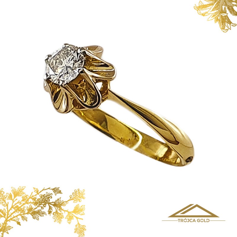 Złoty pierścionek z brylantem 0,38 ct w złocie pr. 750!